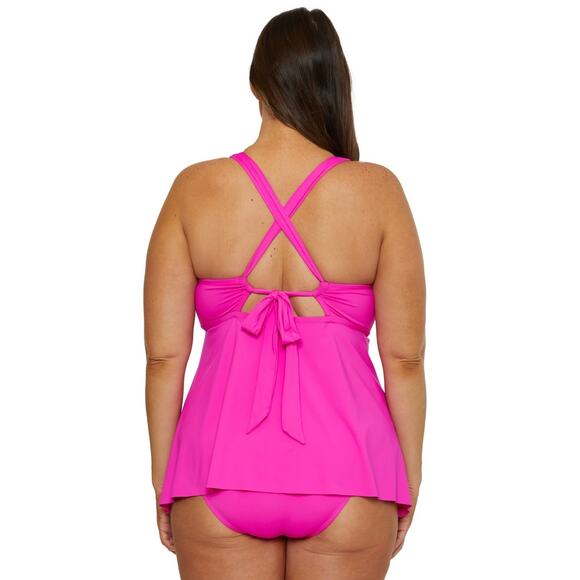 Becca Etc Plus Size Marble Canyon Ring Tankini Top Pink Size 3XL 0145 - Picture 2 of 3